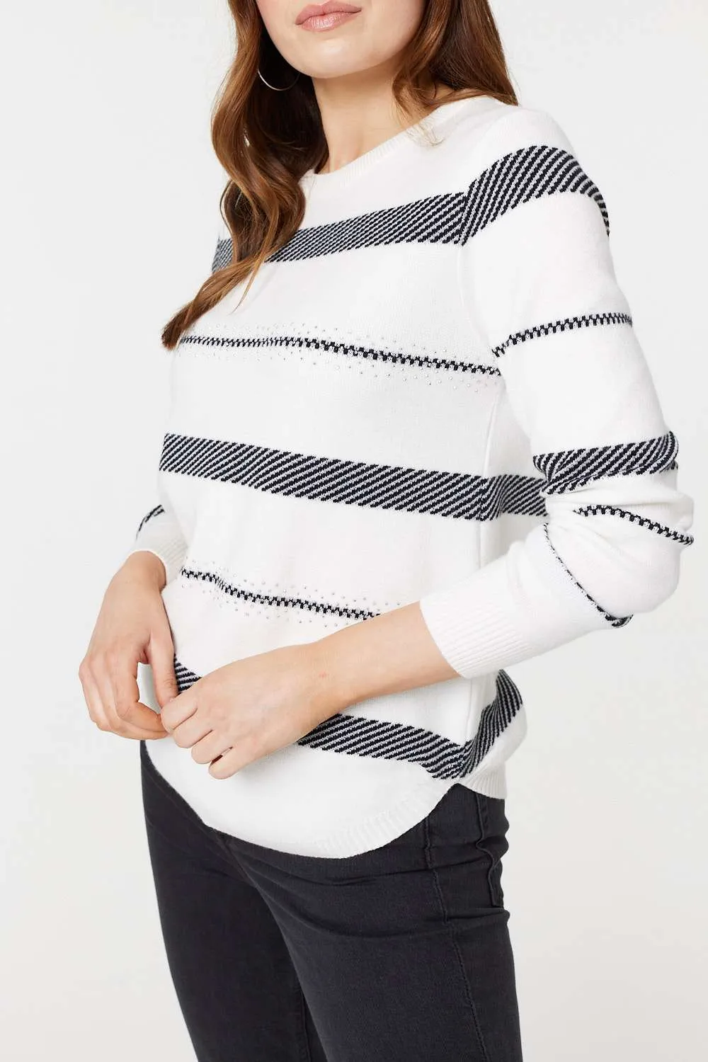 Stripe Print Long Sleeve Jumper