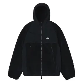 STÜSSY SHERPA PANELED HOODED JACKET - BLACK