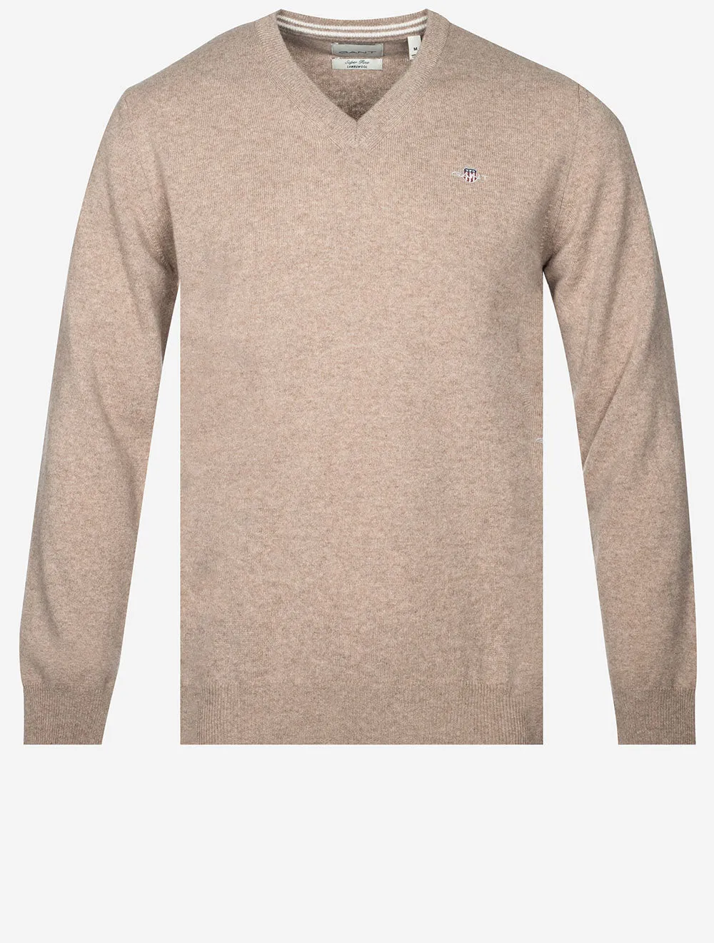 Superfine Lambswool V Neck Dark Sand Melange