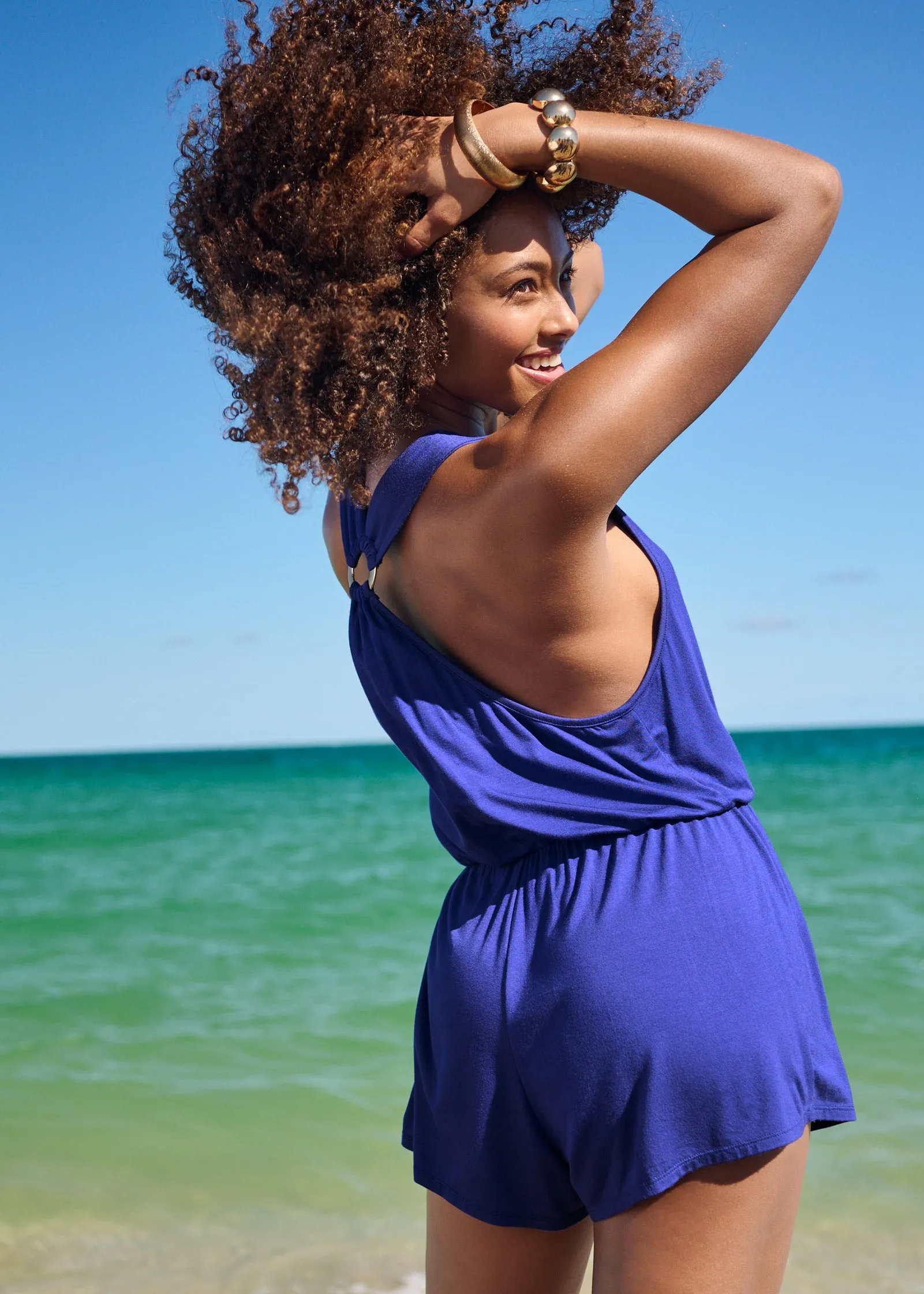 Surplice Romper Cover-Up - Cobalt Blue