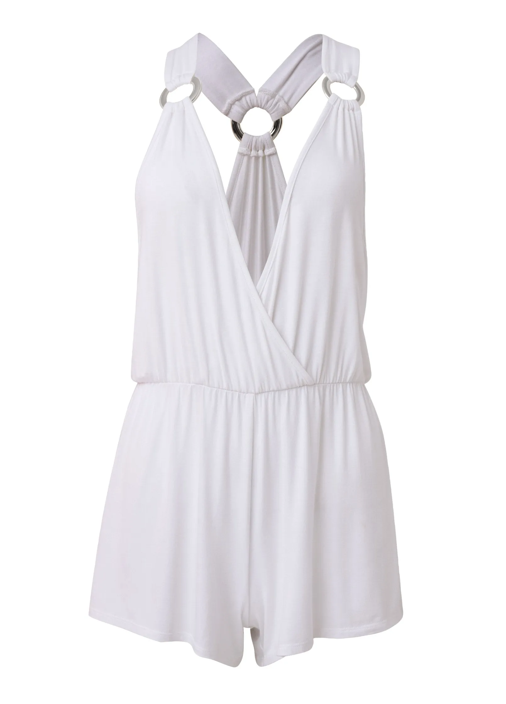 Surplice Romper Cover-Up - Pearl White