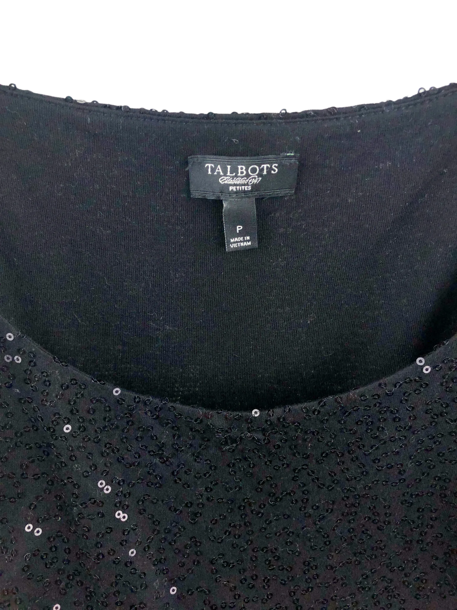 Talbots, Women's Sequin Tank, Black, Size P (Petite XS)