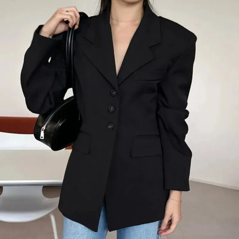 TAVIMART  -  Autumn Winter Vintage Women's Slim Plaid Blazer Jacket Coat Overcoat Single Breasted Outerwears Female