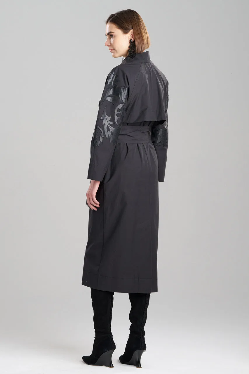 Tech Cotton Taffeta Embroidered Trench Coat