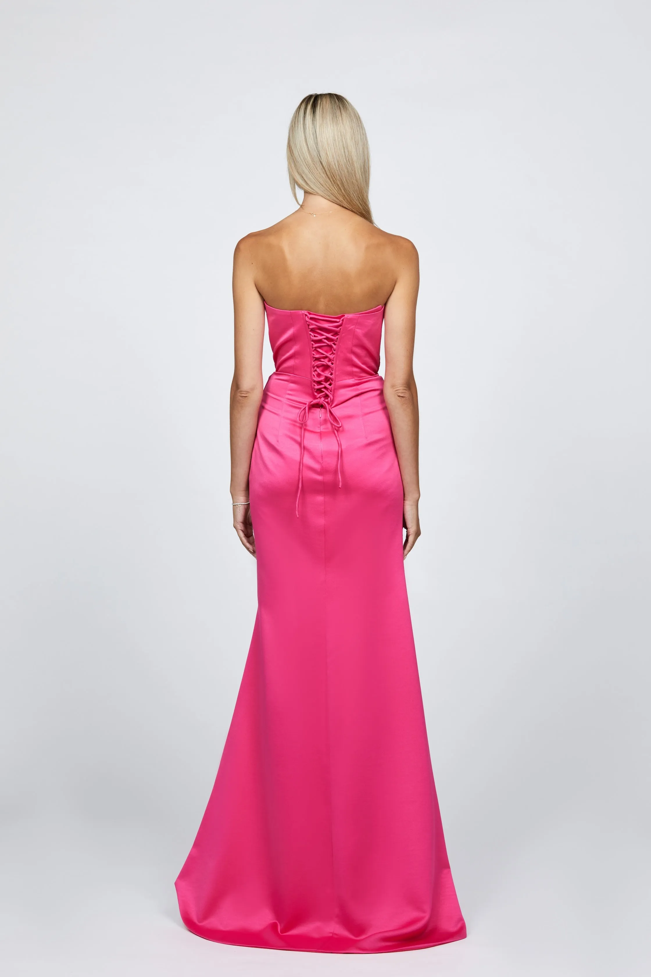 The City Pleated High Split Gown