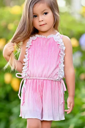 Toddler Girls Pleated Metallic Summer Romper