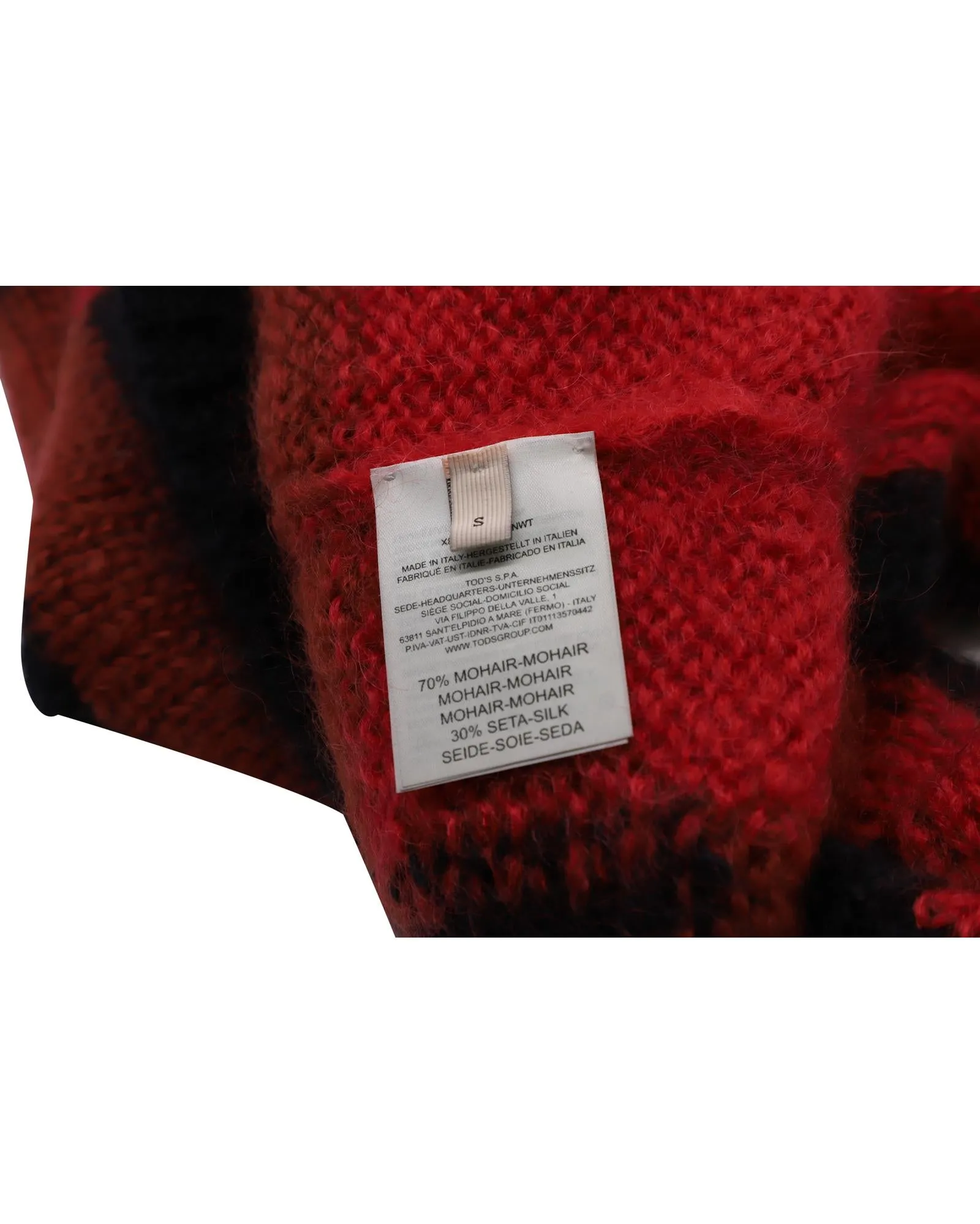 Tod's Checkered Jumper in Red Mohair