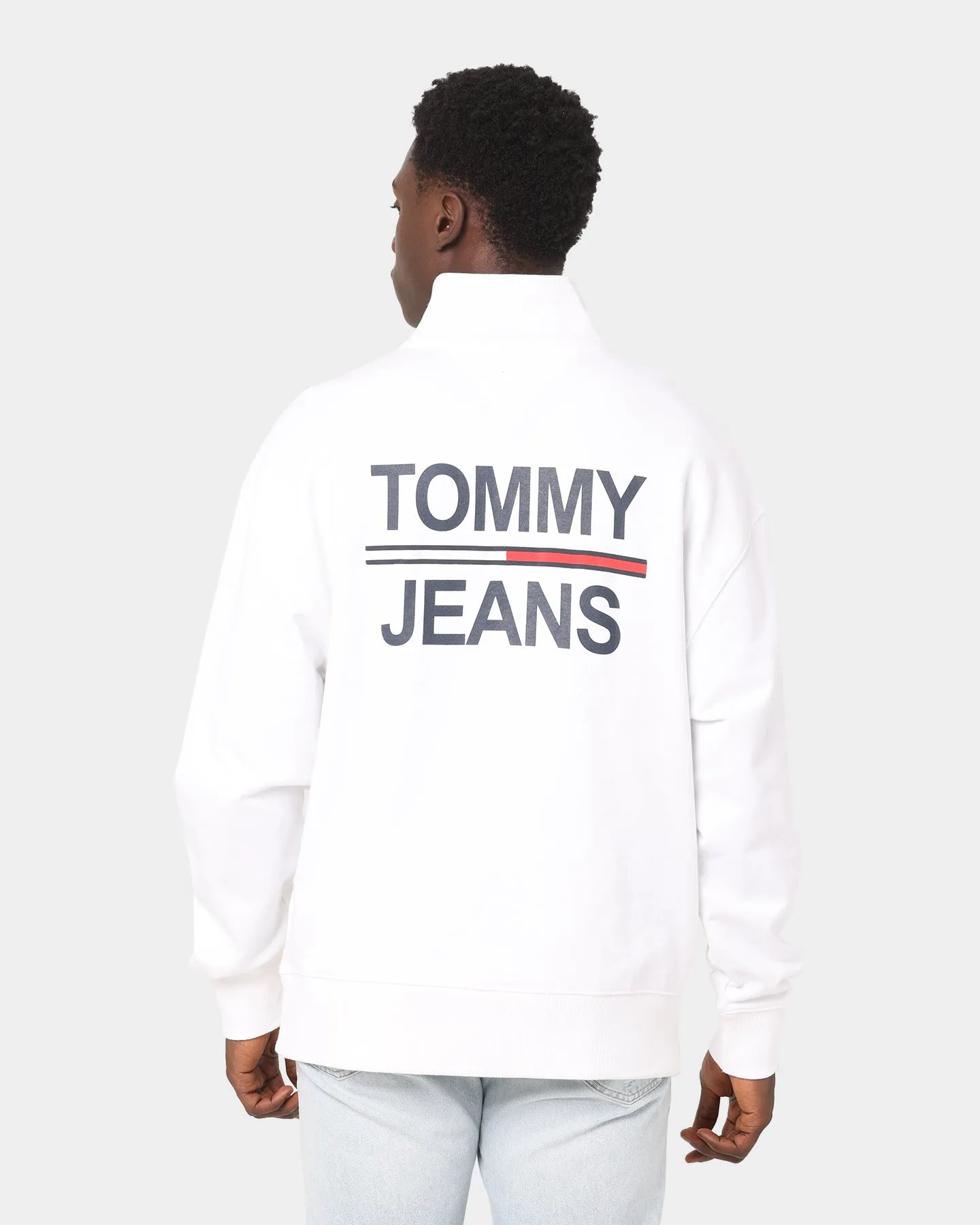 Tommy Jeans Text Flag Mock Neck Jumper White