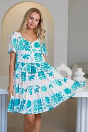 Tropics Short Dress - Aqua Summer