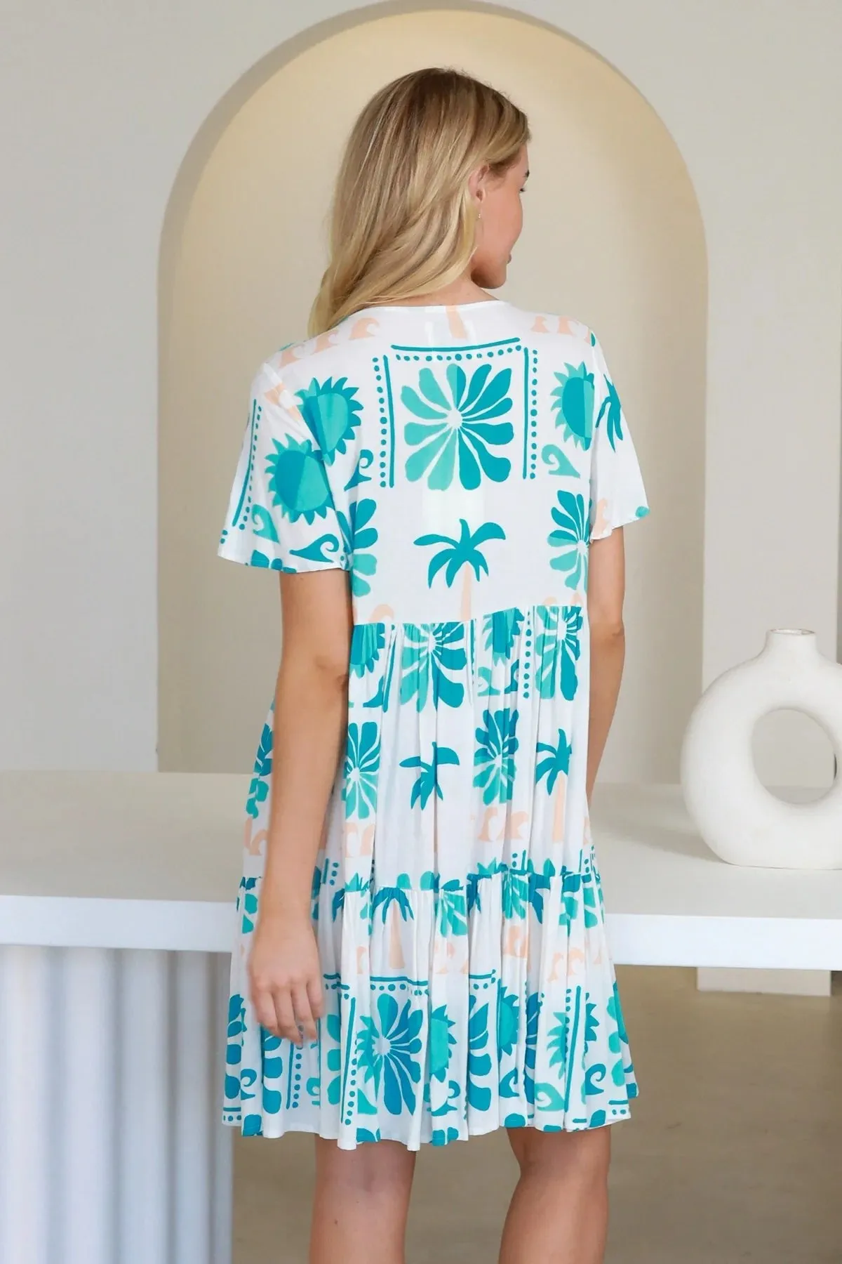 Tropics Short Dress - Aqua Summer