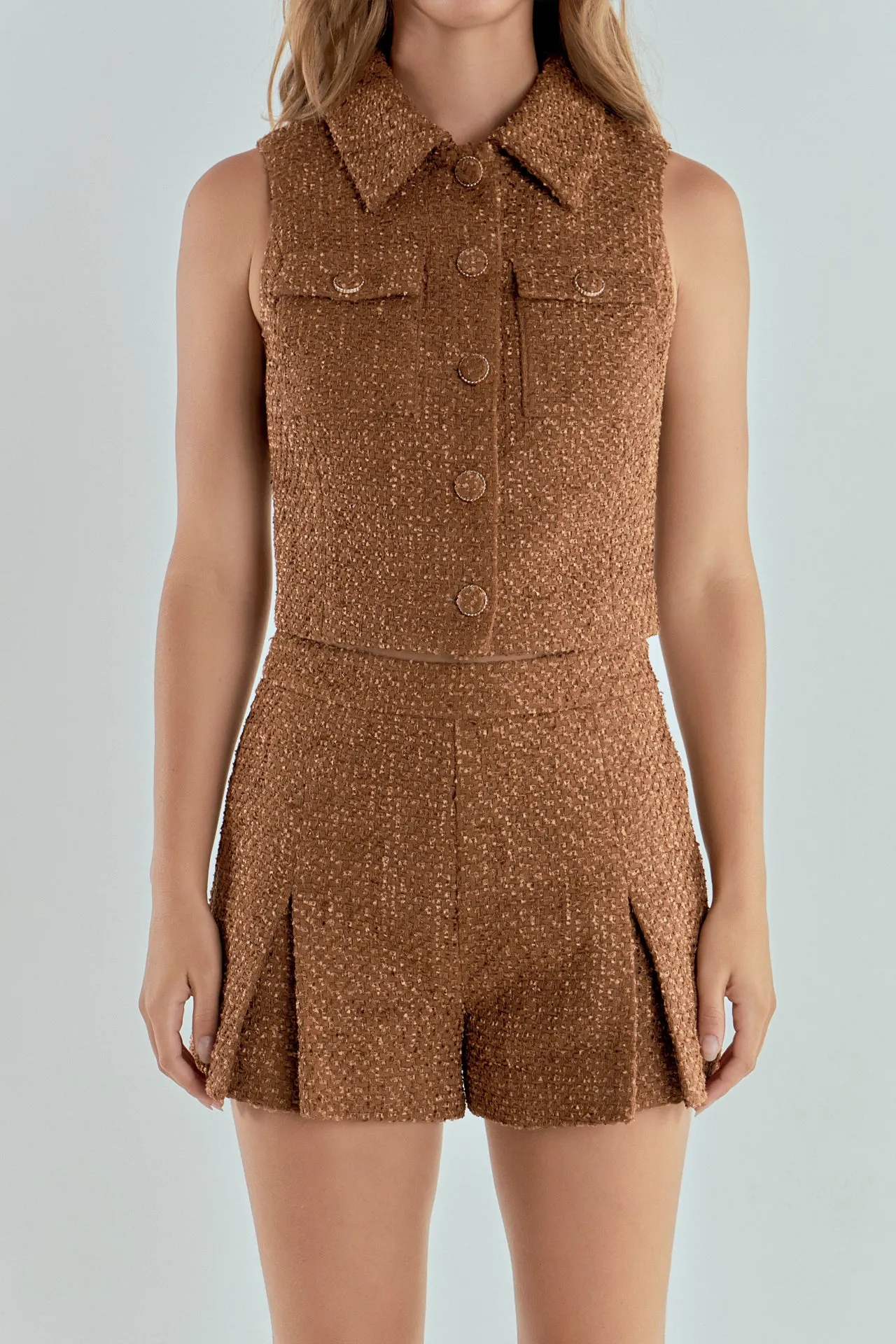 Tweed Short Sleeveless Jacket