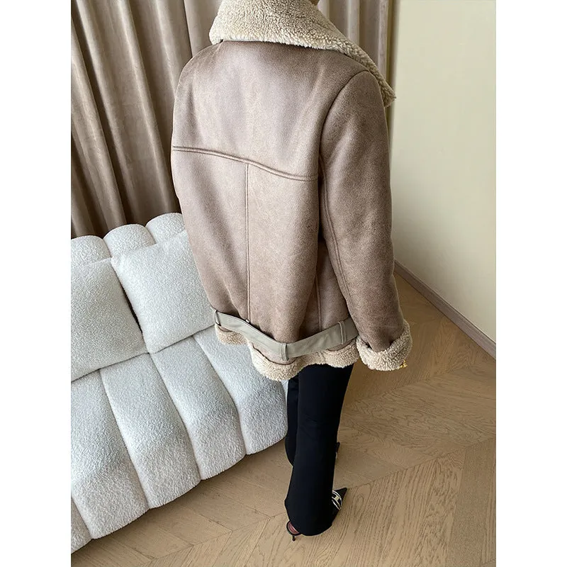 Uniwim cold weather outfits Street Motorcycle Clothing Granular Velvet Fur Integrated Stand Collar Thickened Cotton Coat Autumn and Winter Sn4345