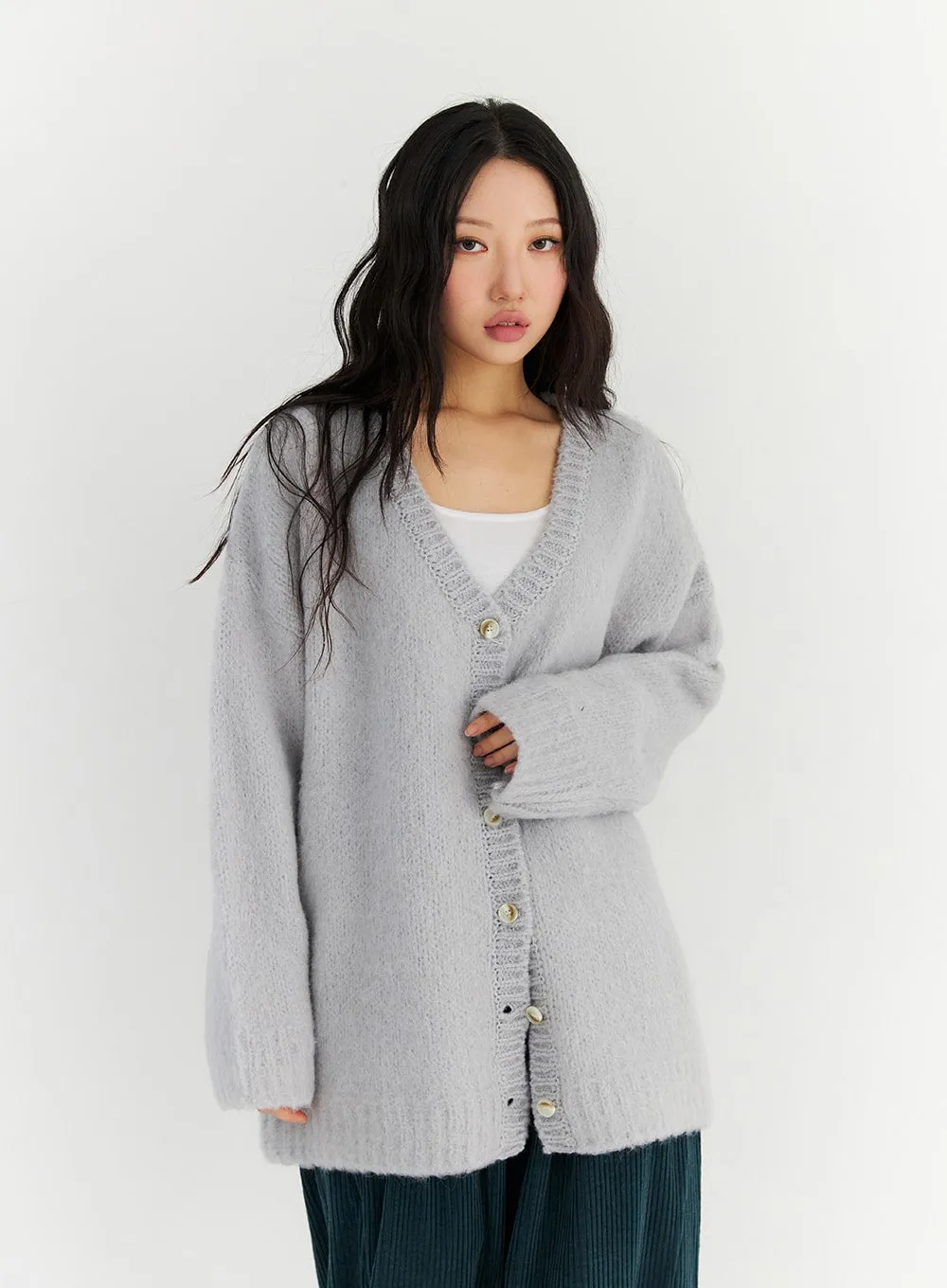 V-Neck Loose Fit Knit Cardigan CN303