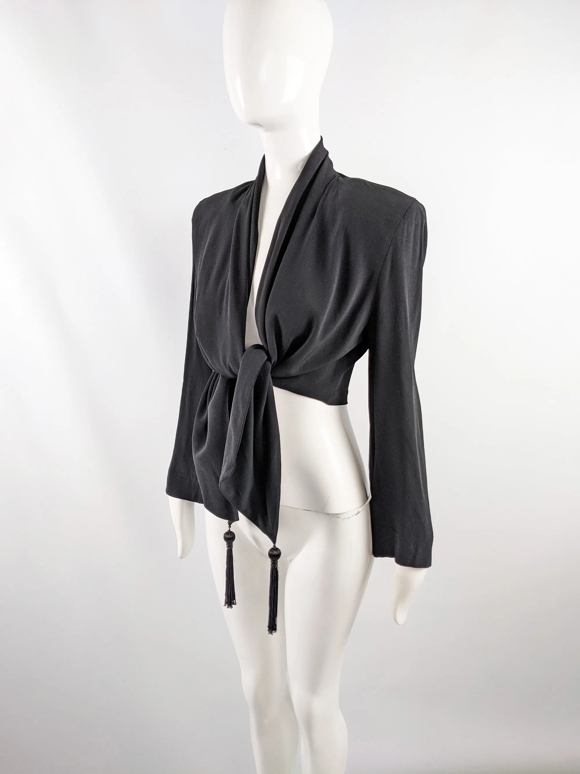 Vintage High Fashion Shoulder Padded Draped Cape Jacket, 1980s