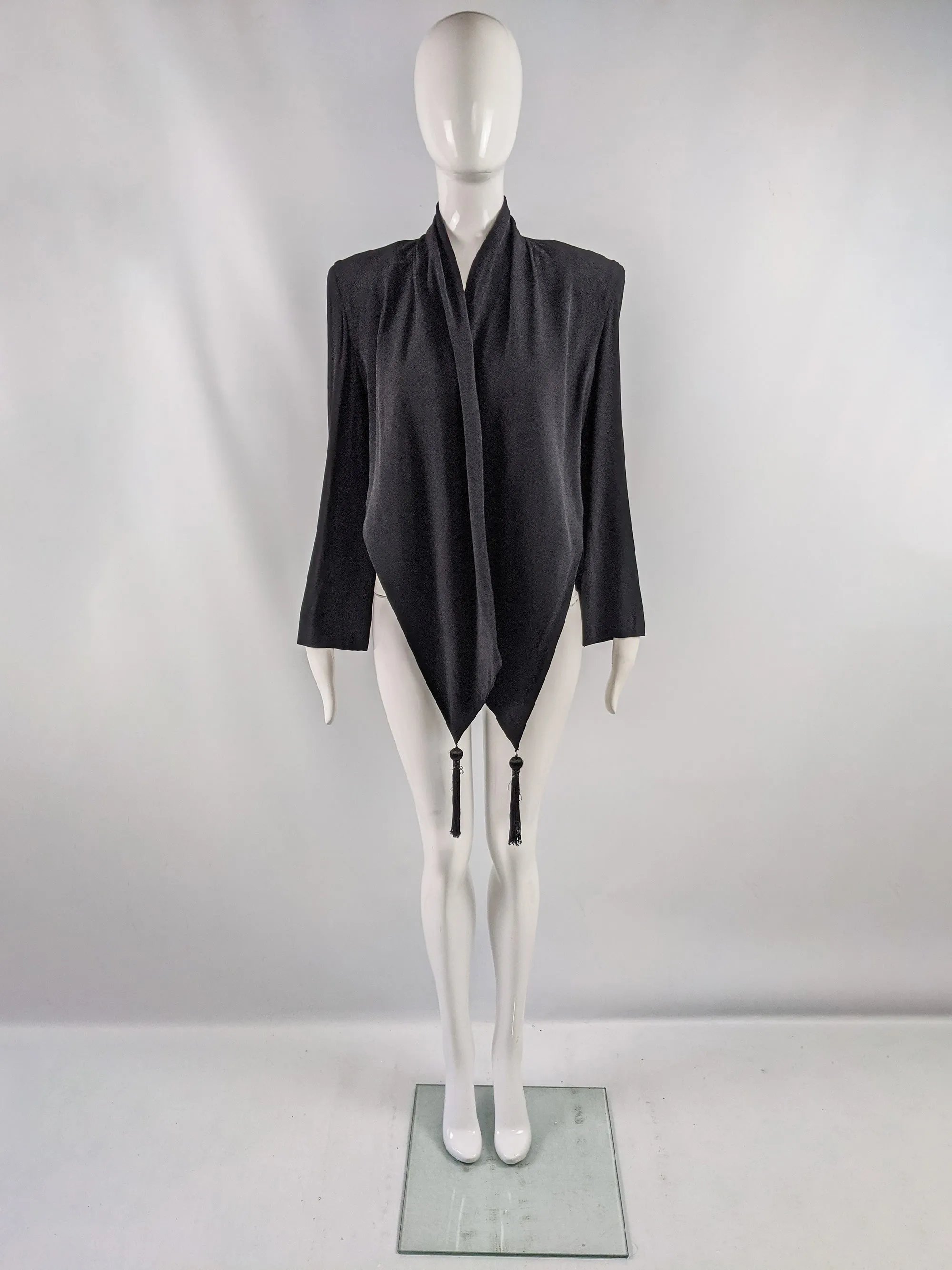 Vintage High Fashion Shoulder Padded Draped Cape Jacket, 1980s