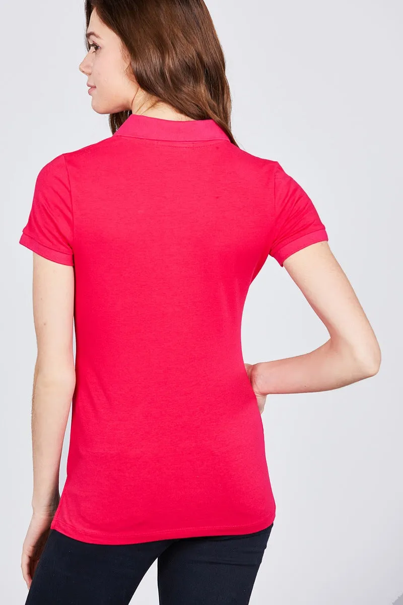 Voluptuous ( ) Classic Jersey Spandex Polo Top