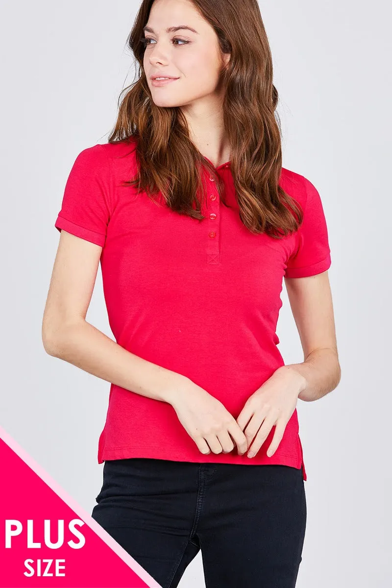 Voluptuous ( ) Classic Jersey Spandex Polo Top