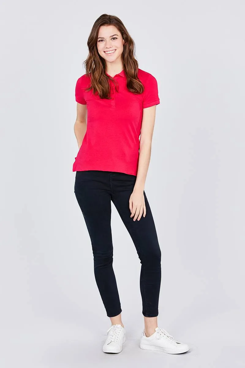 Voluptuous ( ) Classic Jersey Spandex Polo Top