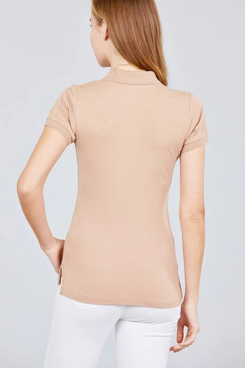 Voluptuous ( ) Classic Pique Spandex Polo Top