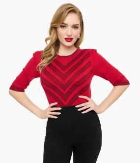 Voodoo Vixen Red & Berry Chevron Sweater