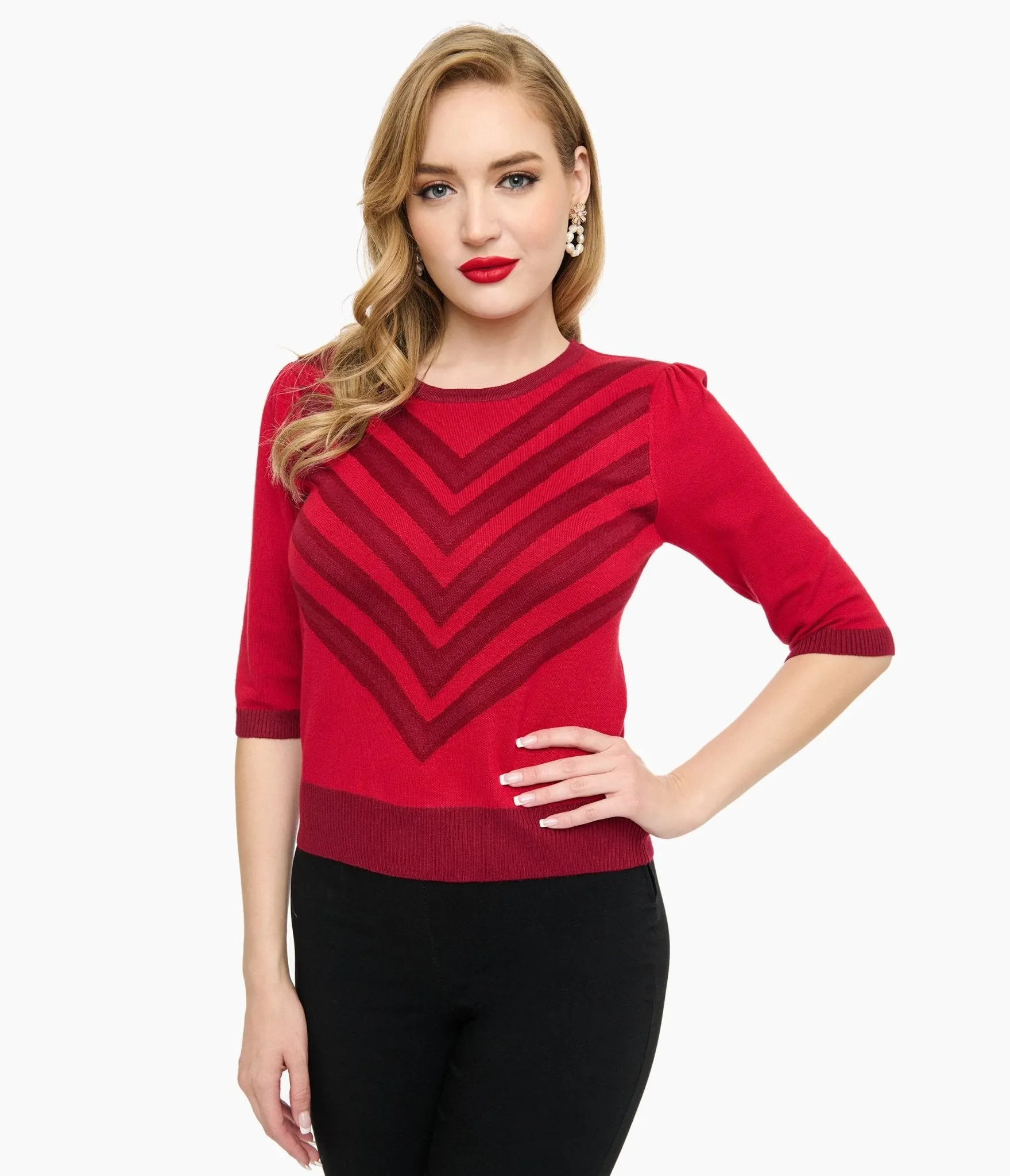 Voodoo Vixen Red & Berry Chevron Sweater