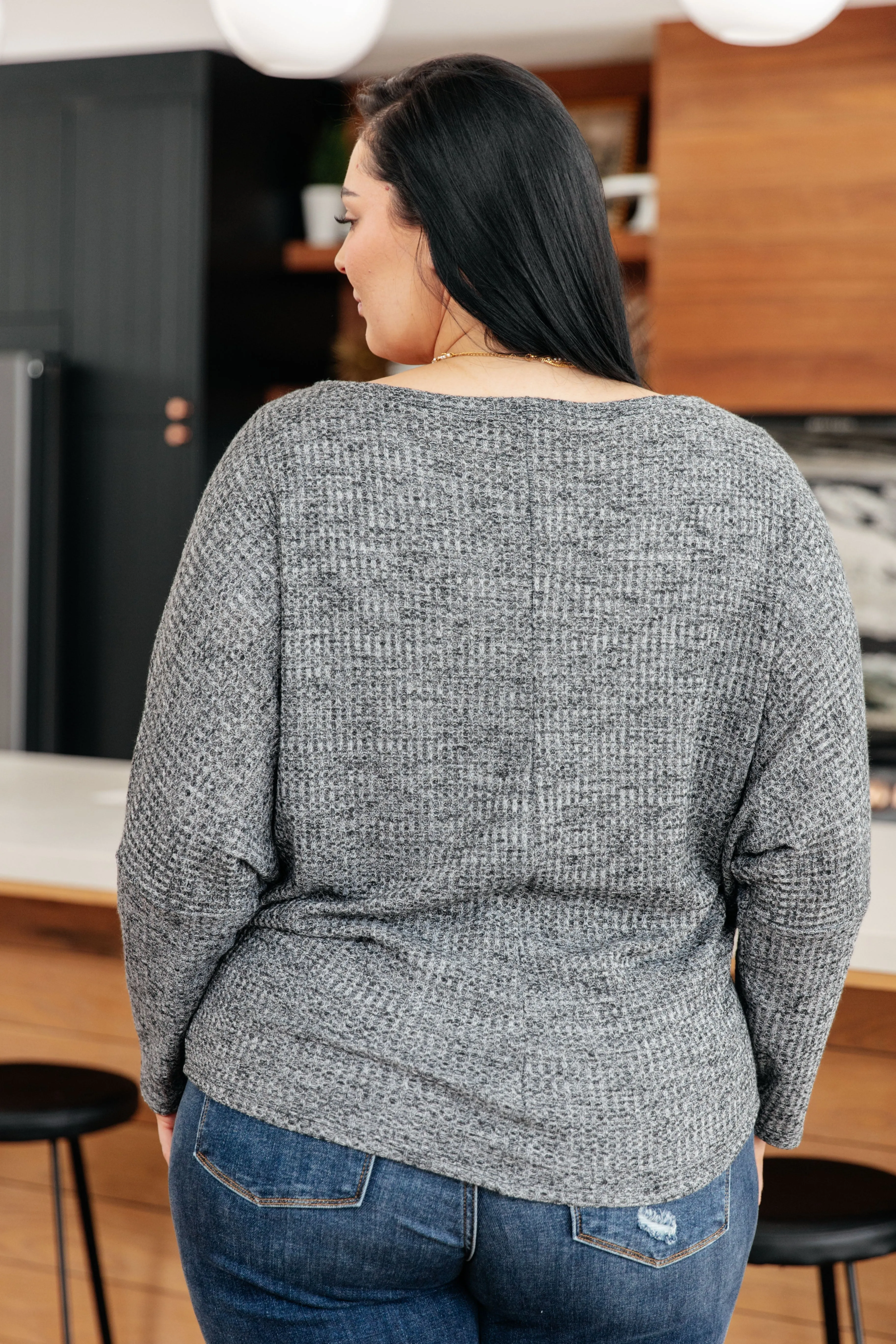 Warm Thoughts Ribbed Top in Charcoal