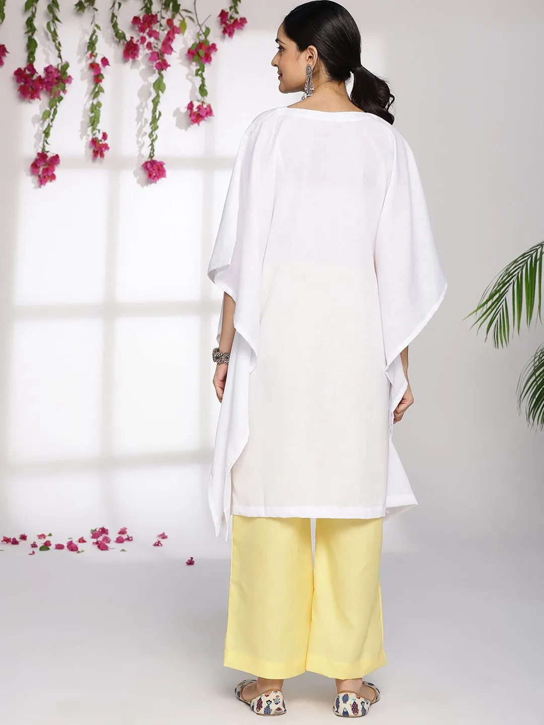 White CottonSlub KaftanKurta