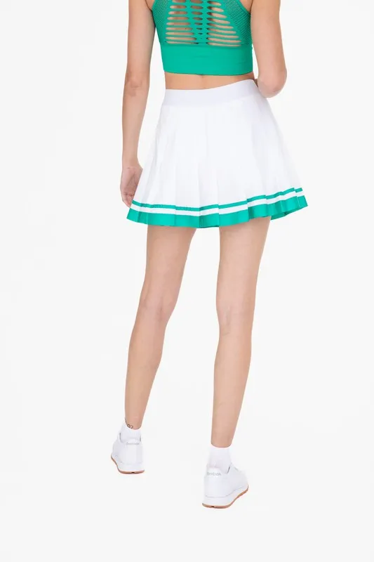 White/Green Stripe Pleated Tennis Skirt