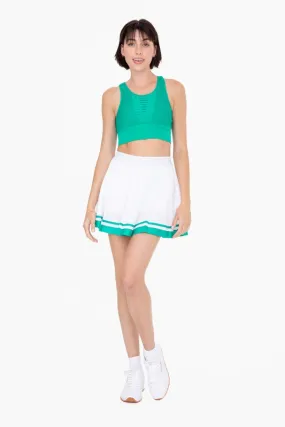 White/Green Stripe Pleated Tennis Skirt