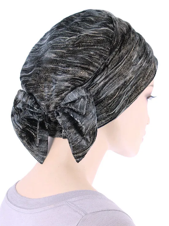 Winter Cloche Bow Hat Midnight Shimmer