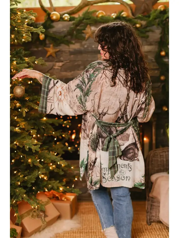 Winter Wish Christmas Plaid Bamboo Kimono Cardigan with Belt LIMITED EDITION - Not included in Black Friday Sale