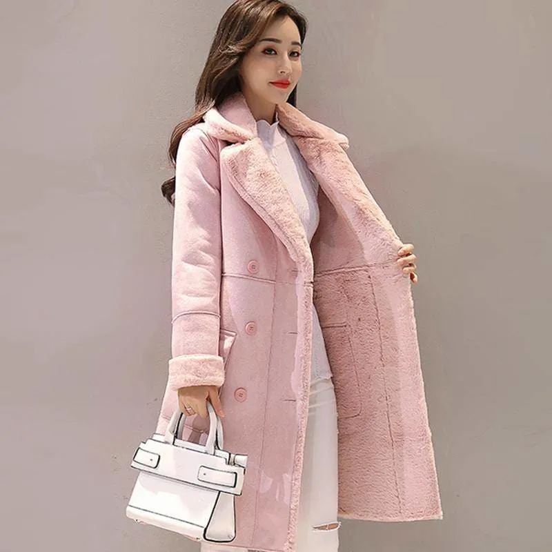 Women Suede Fur Winter Overcoat 2021