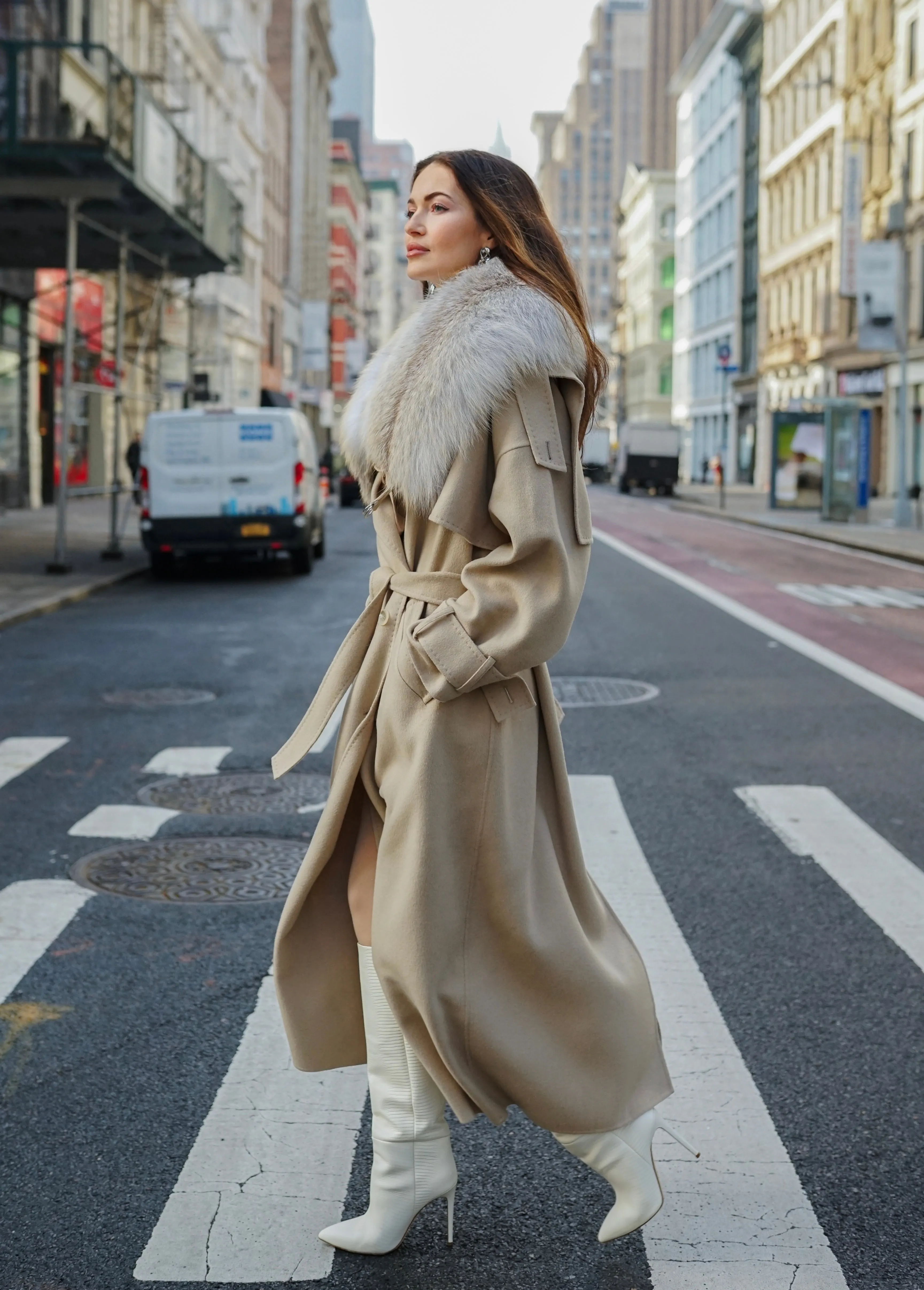 Wool Oversized Trench Coat in Irish Cream