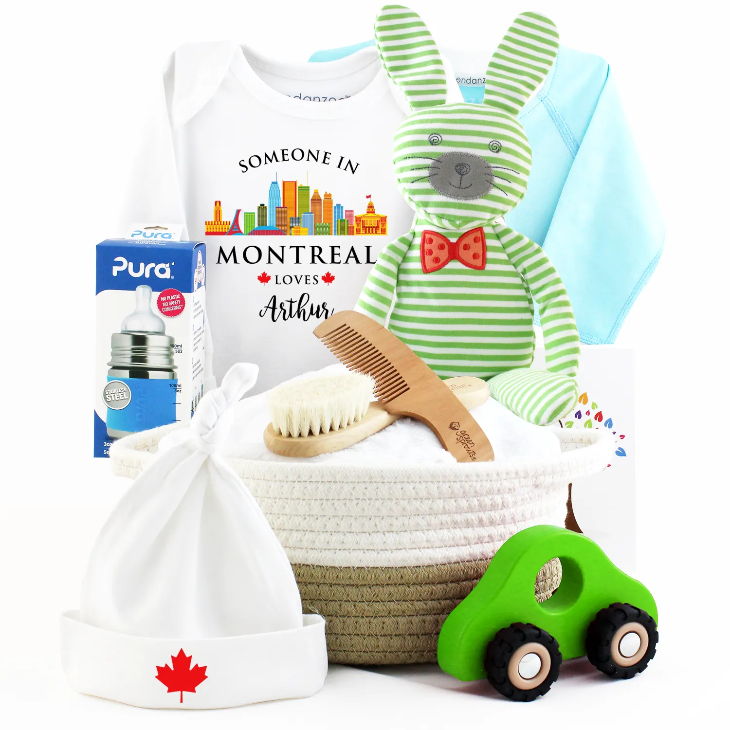 Zeronto Baby Boy Gift Basket - Someone in Montreal Loves Baby Boy