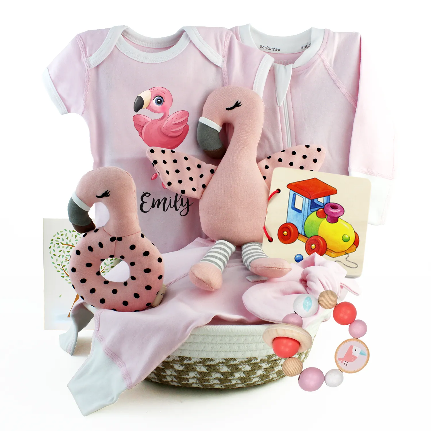 Zeronto Baby Girl Gift Basket - Little Dancing Flamingo