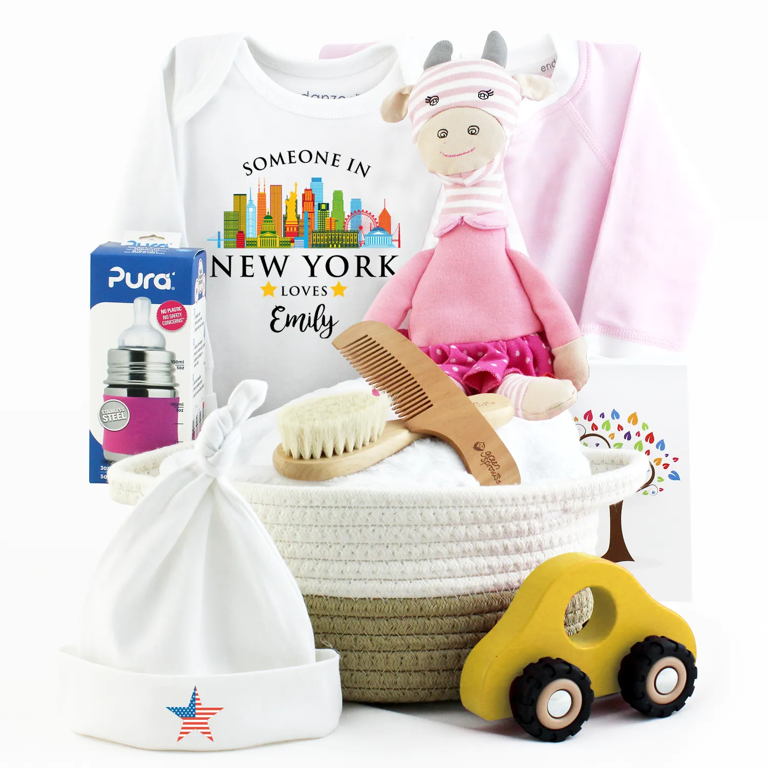 Zeronto Baby Girl Gift Basket - Someone in New York Loves Baby Girl