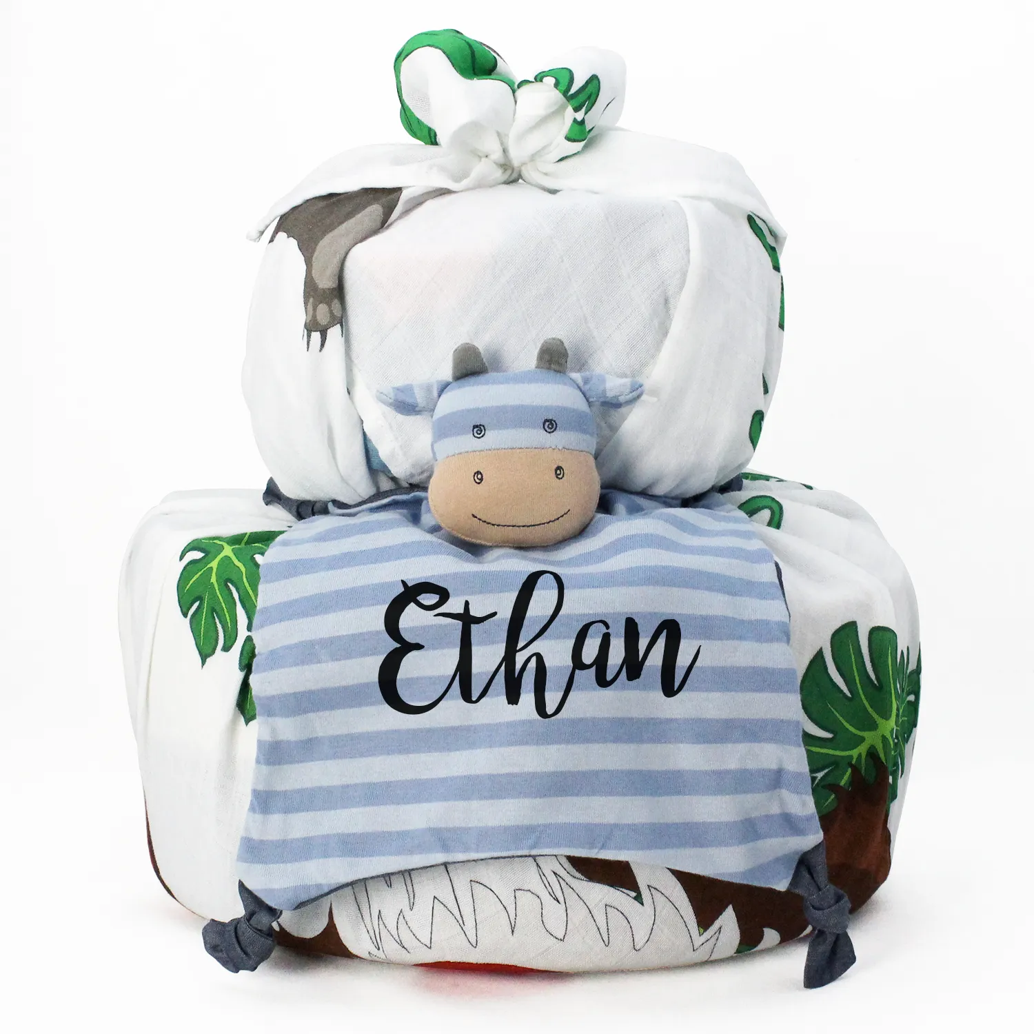 Zeronto Luxury Mom & Baby Boy Gift Basket 2-Tier (Little Explorer in the Jungle & the Sea)